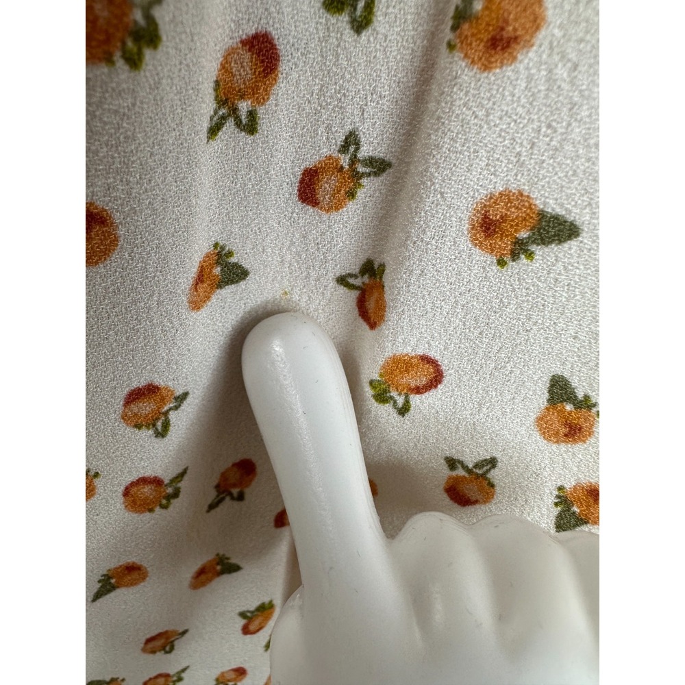 Free People Mia Short Sleeve Jumpsuit Ivory Peach Fruit Print Size 8 *Flawed - Picture 8 of 16